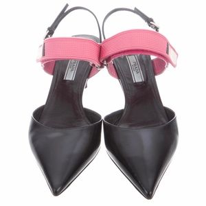 Prada Leather Graphic Print Pumps 7.5/ 37.5